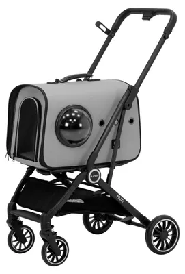 Immagine prodotto di Carrello per cani e gatti – lussuoso carrello da trasporto pieghevole 2 in 1 con contenitore rimovibile
