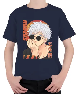 Produktbild von Gojo Satoru Jujutsu Kaisen Anime Sonnenbrille Weißhaar Geschenk Kinder T-Shirt, Navy, 104