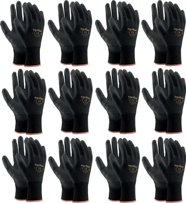 Produktbild von 12x Arbeitshandschuhe Mechanikerhandschuhe M (8) Gartenhandschuhe Schutzhandschuhe Schwarz