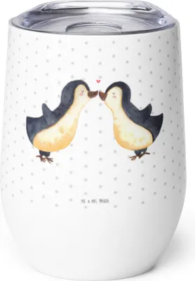 Produktbild von Mr. & Mrs. Panda Thermo Becher Pinguin Liebe - Weiß - Geschenk, thermosbecher, Freundin, Edelstahl Weinbecher, Hochzeitstag, Liebesspruch, kaffee tasse, Thermobecher