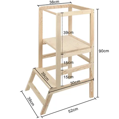 Produktbild von Lernturm für Kinder Holz Küchenhelfer und Learning Tower verstellbaren Fachböden 90 × 52 × 39 cm