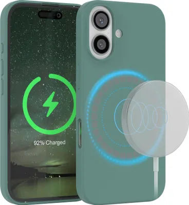 Produktbild von EAZY CASE Silikon MagSafe Handyhülle kompatibel mit Apple iPhone 16 Hülle mit Kameraschutz, Silikonhülle, Schutzhülle Grün