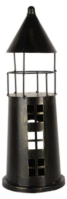 Produktbild von Clayre & Eef Dekoration Leuchtturm Ø 16x45 cm Schwarz Metall