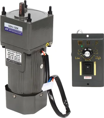 Obrázek produktu pro Střídavý motor s převodovkou, jmenovitý výkon 90 W, napětí 220 V, převodový poměr 1:100, plynulá regulace otáček, reverzibilní funkce