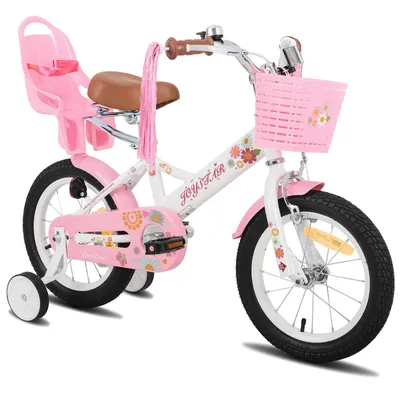 Produktbild von STITCH Kinderfahrrad 14 Zoll fahrrad für 2-7 Jahre Mädchen, Geschenk für Prinzessin,Mit Puppensitz, Bändern, Stützrädern, Korb, Weiß