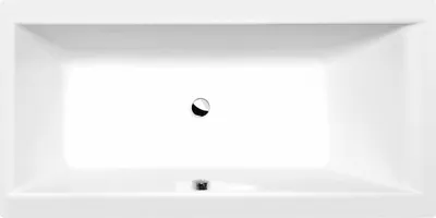 A top-down view of a white rectangular bathtub.