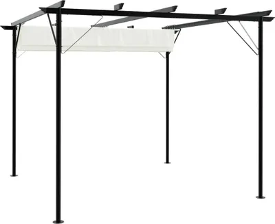 Image de vidaXL Pergola avec toit escamotable blanc crème 3x3 m acier