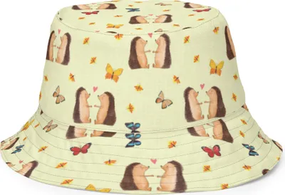 Produktbild von Mr. & Mrs. Panda Fischerhut Igel Liebe Größe S/M - Gelb - Geschenk, Partner, Hochzeitstag, Bucket Hat, Hochzeit, Sonnenhut, Sommerhut, Anglerhut, Verliebt, Boonie