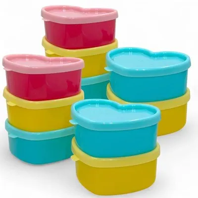 Image de Boîtes à goûter colorées, lot de 10, 90 ml, sans BPA, empilables
