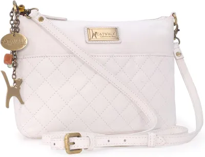 Productafbeelding van Middelgrote crossbodytas van gequilt leer voor dames met afneembare, verstelbare schouderriem