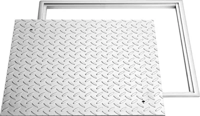 Produktbild von SucceBuy Schachtabdeckung mit Rahmen 60 x 60 cm, Quadratischer Deckel für Klärgruben, Robuster und rutschfester Gullydeckel aus Kohlenstoffstahl für Abflussbereiche, geeignet für Gehwege, Gärten und Höfe