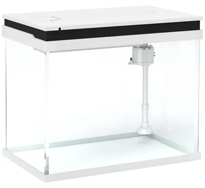 Produktbild von 41 Liter Glas-Aquarium mit Filtersystem, LED-Lichtern, Wasserpumpe, für verschiedene Fischarten, Weiß