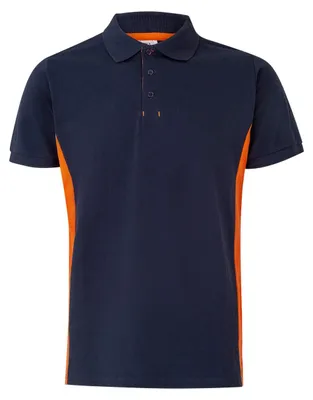 Image de VELILLA 105504 ; Polo à deux couleurs, manches courtes, bleu marine et orange, taille S
