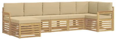 Zdjęcie produktu dla Zestaw wypoczynkowy ogrodowy vidaXL, 6 elementów, biały i beżowy, 306 x 128,5 x 73 cm