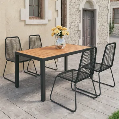 Image de Maison Exclusive - Ensemble de salon de jardin 5 pièces en rotin PVC noir et marron