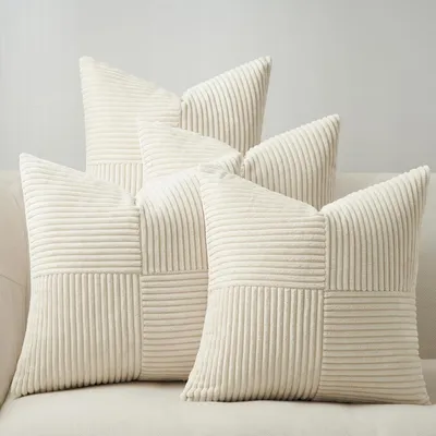 Produktbild von Kissenbezüge 4er Set 50x50 cm Creme Cord Windmühlenform Samt