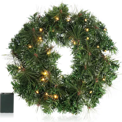 Produktbild von COM-FOUR® LED Türkranz Weihnachten - Adventskranz mit LED-Beleuchtung - tolle Weihnachtsdeko - 40 warmweiße LED mit Timer