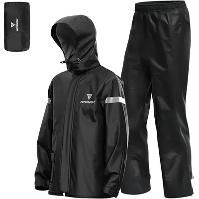 Productafbeelding van Regenjas voor heren, motorfiets, waterdicht, reflecterend, zwart, maat XXL