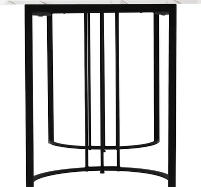 Produktbild von Flieks Esstisch Rechteckig, Küchentisch Esszimmertisch mit Schwarzen Metallbeinen, Esszimmertisch Arbeitstisch Marmoroptik, Weiß, 140x80x75cm