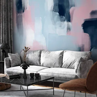 Produktbild von Vlies Fototapete - Harmonious colours - abstract with blue and pink shapes 150x105 cm Muster a-A-10152-a-a