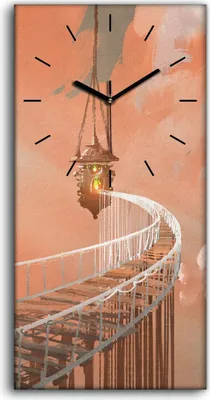 Produktbild von Wanduhr Bürouhr Leinwand Bild 30x60 Foto Bild Seilbrücke zur Hängelaterne - schwarze Hände