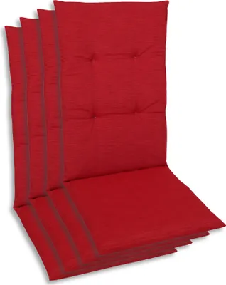 Produktbild von GO-DE Textil, Sesselauflage Hochlehner, 4er Set, Farbe: rot, Maße: 118 cm x 48 cm x 5 cm, Rueckenhoehe: 70 cm