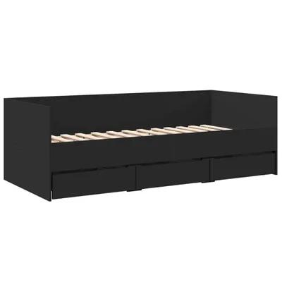 Produktbild von Tagesbett mit Schubladen ohne Matratze Schwarz 75x190 cm