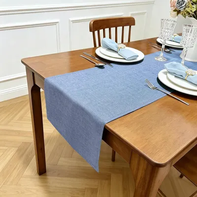 Produktbild von Tischläufer Leinenoptik Blau 35 x 100 cm