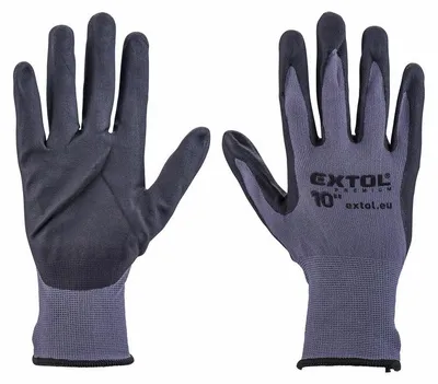 Imagen del producto de Extol Premium 8856682: Guantes de nailon sin costuras, parcialmente recubiertos de nitrilo, talla 10
