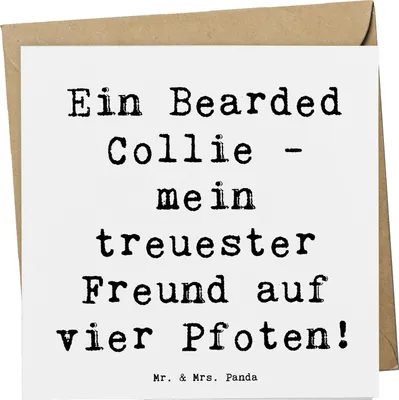 Produktbild von Mr. & Mrs. Panda Grußkarte Spruch Bearded Collie Freund - Weiß - Geschenk, Hunderassen Charakter, glückliche Momente, Pflege, Klappkarte, doppelkarte, Familie, bester