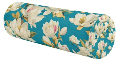 Produktbild von Rundes Nackenstützkissen mit waschbarem Bezug, lindert Schmerzen, Magnolien-Hellcyan