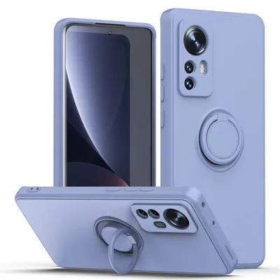 Obrázek produktu pro Xiaomi 12 / 12X Pouzdro, s prstencovým držákem a stojánkem, odolné proti poškrábání, měkký silikon pouzdro pro Xiaomi 12 / 12X Fialový
