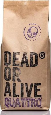 Produktbild von DEAD OR ALIVE QUATTRO Kaffeebohnen Crema 1 kg – stark – dunkle Röstung – Arabica-Robusta-Blend – hohe Crema – für Vollautomat & Siebträger