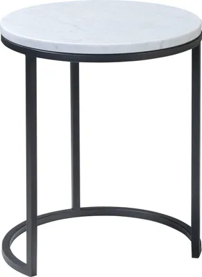 Produktbild von Beistelltisch - Weiß - Grau - Schwarz - Ø 39 cm - Marmorplatte - Metallgestell