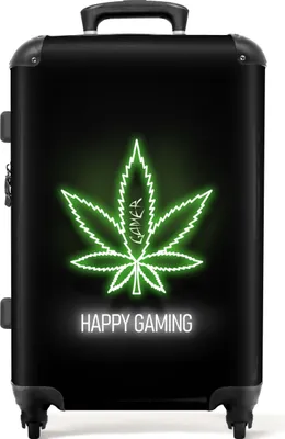 Produktbild von NoBoringSuitcases.com® Großer Koffer - Spiele - Text - Neon - Fröhliches Spielen - Grün - Kombinationsschloss TSA - Hartschalen Trolley 4 Rollen - 72 liter - Reisekoffer - 66 cmKoffer Mittelgroß 67x43x25 cm, 72L,