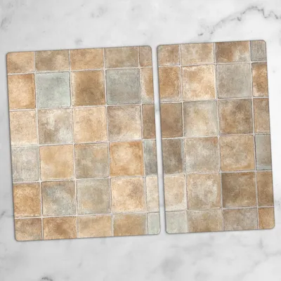 Produktbild von Glas-Herdabdeckplatten Glaskeramikkochfeld-Abdeckung Spritzschutz Schneidebrett Zweiteilige Glas 70x52 cm Mosaikfliesen