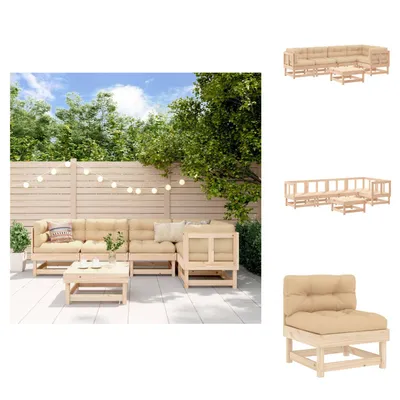 Immagine prodotto di vidaXL Set di 6 pezzi da giardino con cuscini in legno massiccio - Set di mobili da giardino