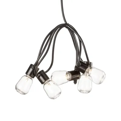 Produktbild von Konstsmide - LED Biergartenkette, klar, 20 klare Birnen / 40 warm weiße Dioden, 6V Außentrafo, schwarzes Kabel