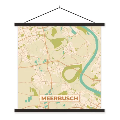 Produktbild von MuchoWow® Textilposter Meerbusch - Karte - Stadtplan - Vintage 90x90 cm mit schwarzem Rahmen - Magnetisches