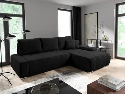Produktbild von Intenso Ecksofa mit Schlaffunktion Velutti L Premium, Rechts, Schwarz