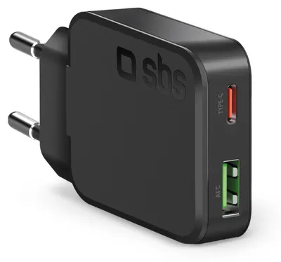 Produktbild von SBS 45-W-USB-C-Ultra-Slim-Wandladegerät Mit 2 Anschlüssen