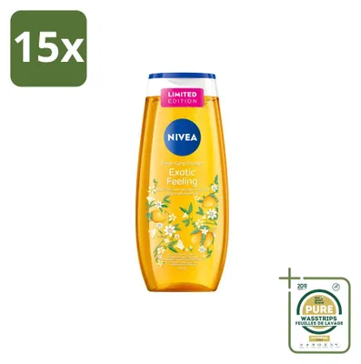 Imagen del producto de 15 unidades de gel de ducha Nivea Exotic Feeling, 250 ml, pack ahorro