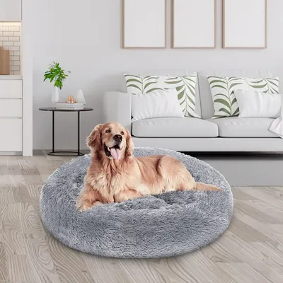 Zdjęcie produktu dla Legowisko dla psa, miejsce do spania, legowisko dla kota, kot, plusz, poduszka dla psa, miękkie legowisko, jasnoszary, 80 cm