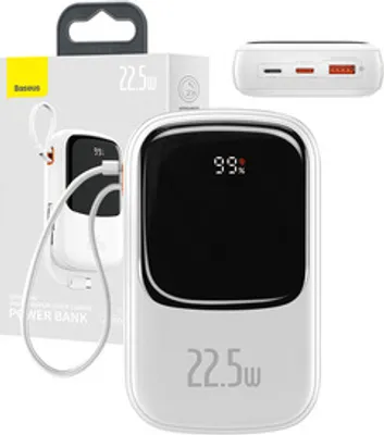 Produktbild von Baseus Powerbank Geräumig 20000Mah 22.5W Qc/Pd/Scp/Fcp + Usb-C Kabel Weiß