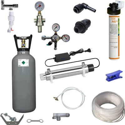Produktbild von Anschlußpaket Untertisch Sprudel Tafel Wasser Gerät Aktivkohle Filter UV 6Kg CO2
