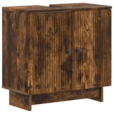 Image de vidaXL Meuble sous-lavabo EDE, imitation chêne fumé, 59,5 x 31,5 x 59 cm
