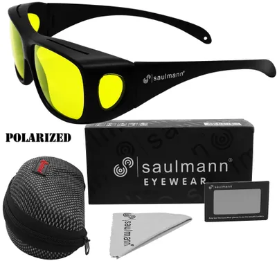 Produktbild von Saulmann® Polarisierte Uni Überzieh Blendschutzbrille - Kontrast Outdoor- & Nacht Fahrbrille mit UV-Schutz gegen blendendes Licht und Antireflexbeschichtung - Polbrille SM5775 ️️️️️