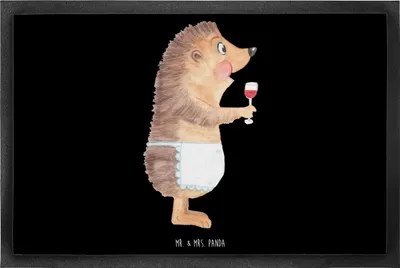 Produktbild von Mr. & Mrs. Panda Schmutzmatte Igel Wein 60 x 90 cm - Schwarz - Geschenk, Fussmatte, Bodenvorleger, Weinliebhaber, Schmutzfänger, Weißwein, Schmutzfangmatte, Spruch