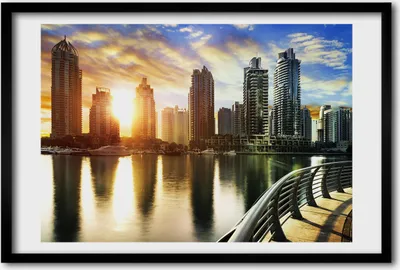 Produktbild von Bild 60x40 MDF-Rahmen, Wandkunst Dubai Sonnenuntergang