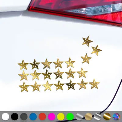Produktbild von PantherPixel Sterne Set Aufkleber Aufkleberset Nautischer Stern Sticker Auto Geschenkidee Farbe Chrom-Gold